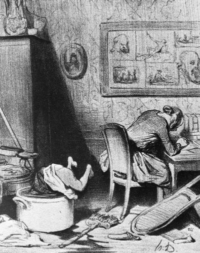 Female Author Neglecting Her Family by Honoré Daumier